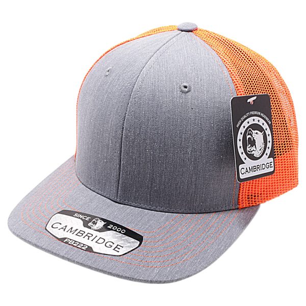 PB222H-HEATHER GRAY-N.ORANGE CAMBRIDGE TRUCKER HAT Hot on Sale