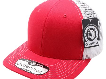 PB222-RED-WHITE CAMBRIDGE TRUCKER HAT Sale