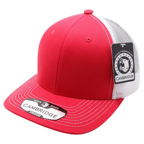 PB222-RED-WHITE CAMBRIDGE TRUCKER HAT Sale