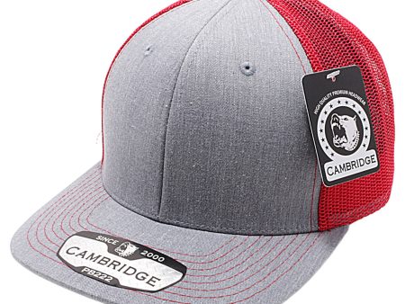 PB222H-HEATHER GRAY-RED CAMBRIDGE TRUCKER HAT Cheap