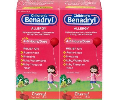 Children s Benadryl Antihistamine Allergy Liquid Cherry 8oz 2 pk Online Hot Sale