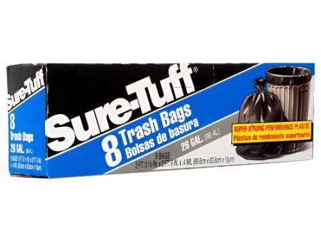 WHOLESALE SURE-TUFF TRASH BAG BLACK 26 GALLON 8 CT SOLD BY CASE Hot on Sale