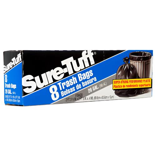 WHOLESALE SURE-TUFF TRASH BAG BLACK 26 GALLON 8 CT SOLD BY CASE Hot on Sale