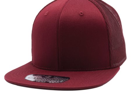 PB107 [BURGUNDY] COTTON 6PANEL TRUCKER HATS For Cheap