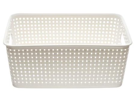 WHOLESALE NUVALU PLASTIC BASKET WHITE COLOR RATTAN 7.87 10.62 X 4.21 #10 SOLD BY CASE on Sale