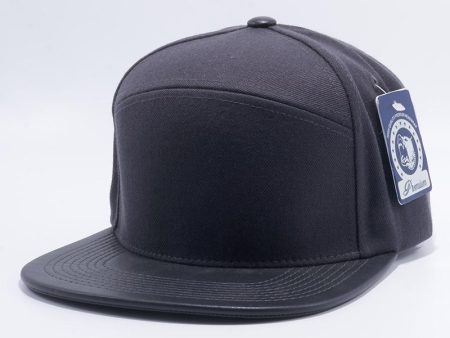 PB155 [CHARCOAL BLACK] WOOL BLEND LEATHER SNAPBACK HATS Cheap