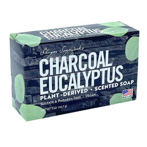 WHOLESALE SHUGAR SOAPWORKS CHARCOAL EUCALYPTUS 5 OZ SOLD BY CASE For Sale