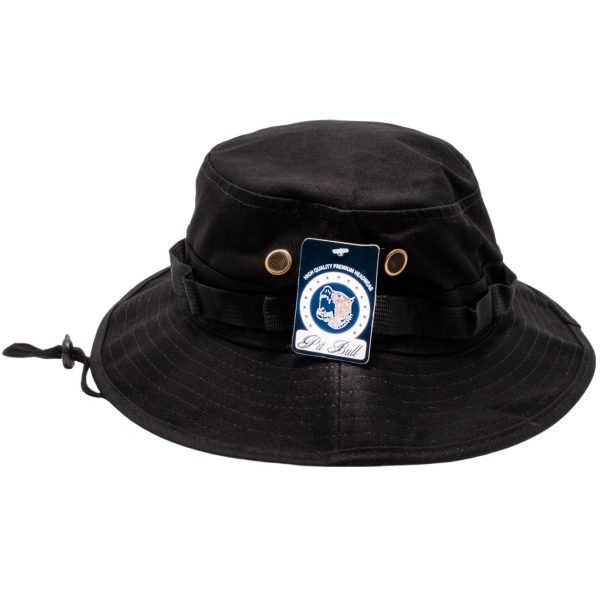 PB169 [BLACK] PLAIN WASHED BOONIES WITH STRAPPED BUCKET HATS Discount