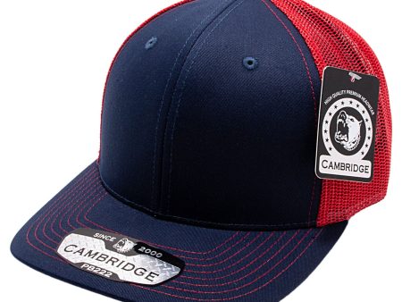 PB222-NAVY-RED CAMBRIDGE TRUCKER HAT Cheap