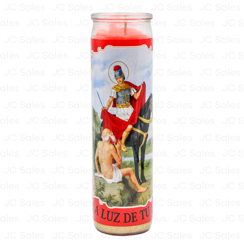 WHOLESALE VELADORA RELIGIOUS CANDLE SAN MARTIN CABALLERO RED SOLD BY CASE Fashion