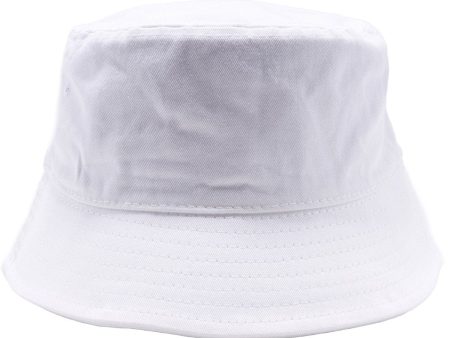 PB183 [WHITE] PLAIN WASHED COTTON FISHERMAN BUCKET HATS For Sale