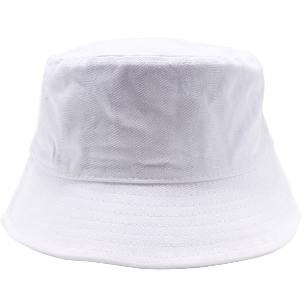 PB183 [WHITE] PLAIN WASHED COTTON FISHERMAN BUCKET HATS For Sale