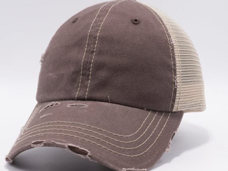 PB220 [BROWN KHAKI] PIGMENT VINTAGE MESH TRUCKER HATS Online Sale