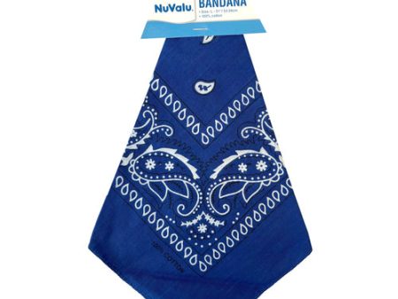 WHOLESALE NUVALU BANDANA BLUE 100% COTTON 21 X 21 SOLD BY CASE Hot on Sale