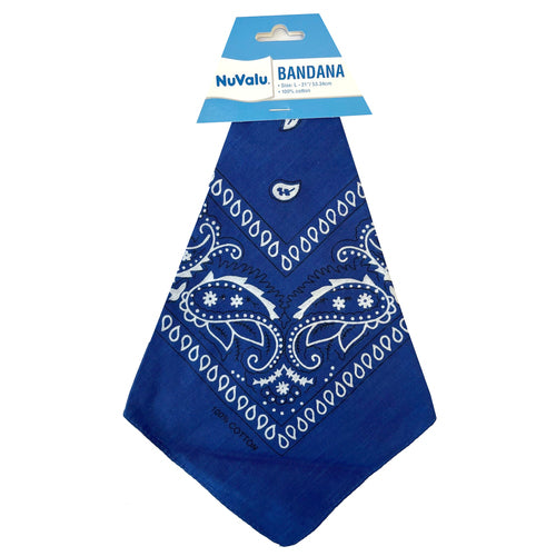 WHOLESALE NUVALU BANDANA BLUE 100% COTTON 21 X 21 SOLD BY CASE Hot on Sale