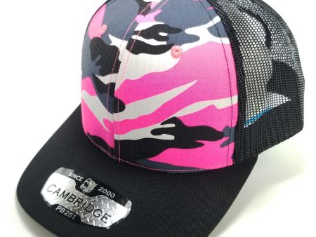 PB251 [N.PINK CAMO BLACK] CAMBRIDGE 6 PANEL CAMO TRUCKER HAT Discount