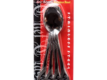 WHOLESALE SPOON STAINLESS STEEL 4PC FLOWER IN DOUBLE BLISTER #J2002B SOLD BY CASE For Cheap