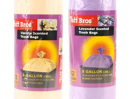 WHOLESALE TUFF BROS TRASH BAG 8GAL 32CT ASST CLR & SCENTS SOLD BY CASE For Cheap