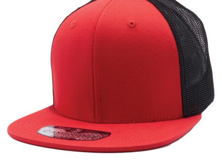 PB107 [RED BLACK] COTTON 6PANEL TRUCKER HATS For Cheap