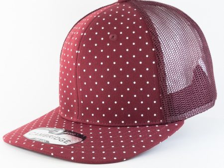 PB120C [BURGUNDY] POLKADOT 6 PANEL MESH TRUCKER HATS Fashion