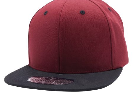 PB105 [BURGUNDY BLACK] COTTON SNAPBACK HATS Fashion