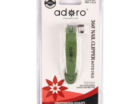 WHOLESALE ADORO 360 DEGREE NAIL CLIPPER W  NAIL FILE ASST CLR SOLD BY CASE Sale